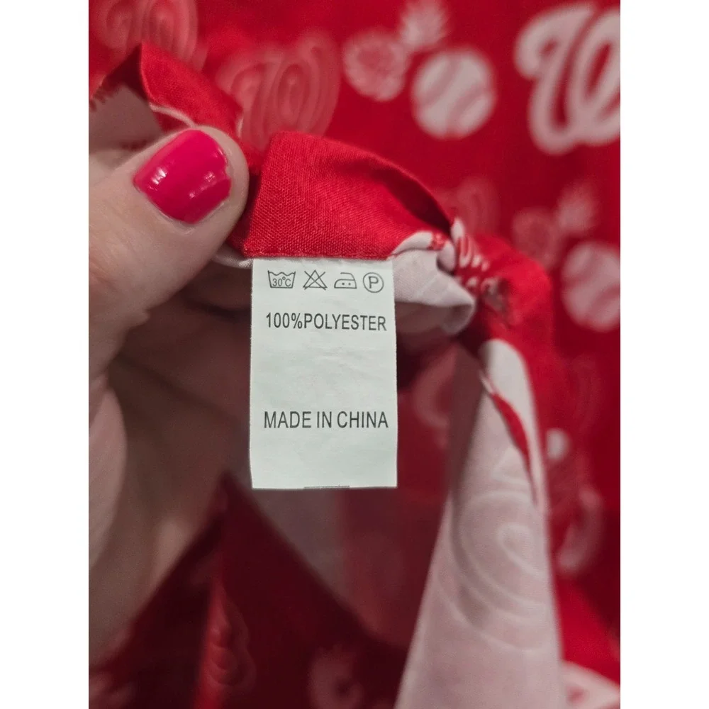 WASHINGTON NATIONALS Button Up Hawaiian Shirt Red White MASN SGA‎ Adult Size L